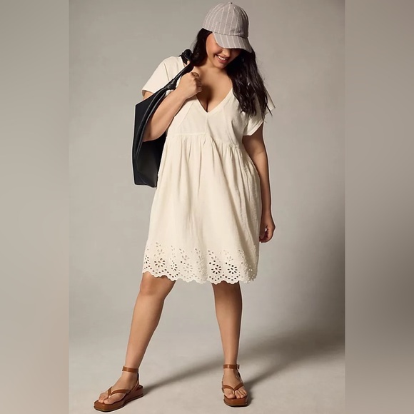 Anthropologie Dresses & Skirts - Daily Practice by Anthropologie Valensole Mini Cotton Eyelet Dress in White Sz S